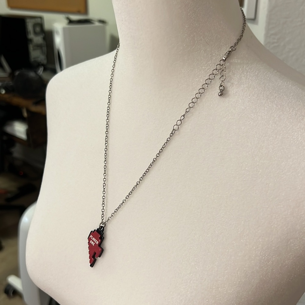 Player One Half Heart Video Game Necklace